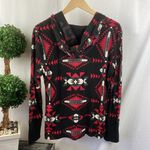 Ralph Lauren  Black & Red Tribal Print Long Sleeve Hoody Sweater L Photo 2
