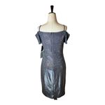 Marina Gunmetal Metallic Silver Cold Shoulder Mini Dress‎ Size S NWT Photo 2