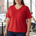 LRL Ralph Lauren Jeans Co Red V Neck Short Sleeve T Shirt Top Plus Size 3X Photo 0