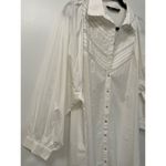 ZARA White Large Boxy Button Down Shirt Dress 3/4 Sleeve Floral Lace Photo 3