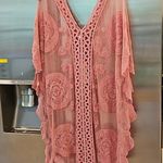 Rachel Zoe 💕💕 Scallop Trim Embroidered Lace CoverUp Dress ~ Dusty Rose OS NWT Photo 1