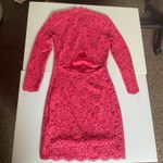 H&M Women's Pink Floral Lace Cutout Short Dress - Long Sleeve Coquette Size 6 Photo 12