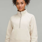 Lululemon Scuba Oversized Funnel Neck Half-Zip Hoodie White Opal M/L Cotton Photo 0