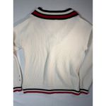 The Upside Cream White Red Blue Stripe V Neck Ribbed Sweater XS preppy college Photo 6