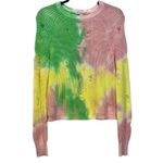 autumn cashmere Cotton by Tie Dye Distressed Crew Knit Baby Pink Sweater Small Photo 0