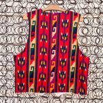 Vintage Handmade Aztec Southwestern Bold Cotton Western Vest Red Size L Photo 2