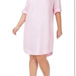 Foxcroft Women's Plus Size 14 Pink Linen Shirt Dress 3/4 Sleeve V-Neck Photo 6