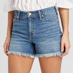 Universal Threads NEW Universal Thread High Rise Shortie Shorts Medium Blue Denim Frayed Hem 16 Photo 0