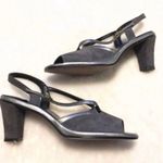 Hush Puppies 🆕  suede leather open toe slingback block heels size 10 silver Photo 4