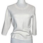 Ann Taylor Women's White Tight Knit Thick Sweater Back Zipper 3/4 Sleeve Small Photo 0