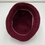 Hand Knit Adult Maroon Flower Accent Bucket Hat Photo 2