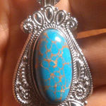 Mojave Blue Turquoise Stainless Steel Pendant Necklace Photo 0