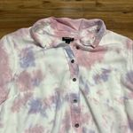 Torrid  Shirt Top Button Front Blouse Long Sleeve Pocket Pink/Purple Tie Dye Sz 0 Photo 1
