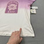 REEF Shirt Womens M Purple White Ombre Paradise Lily Flower Relaxed Dip Dye Tee Photo 6