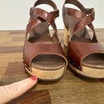 UGG  Womens Sandals 8 Leather Strappy Wood Block Heel Peep Toe Stud Boho Nadia Photo 5