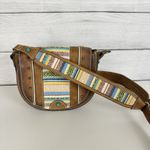 Tony Lama  Woven Accent Colorful SaddleBag‎ Leather Southwestern Crossbody Purse Photo 10