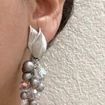 Vintage Unsigned Beaded Pearl Crystal Grape Bunch Cluster Brooch & Earrings Set Photo 7