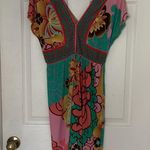 fashion dress with rubber on the floral waist very fresh and spring Green Photo 4