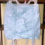 Pretty Little Thing NWT Blue Linen Ruched Mini Skirt Women Size 4 Photo 0