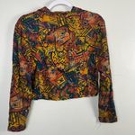 Vintage 1980s Marnie West Union Made cropped button up collared top size small Blue Photo 4