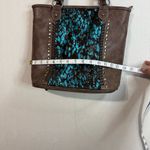 Trinity Ranch Elegant Brown Tote with Blue Accents Photo 11