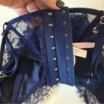 Victoria's Secret Victoria’s Secret Dream Angels Unlined Embroidered Lace Up Top M Medium B Navy Photo 11