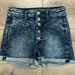 American Eagle  High Rise Super Stretch Button Fly Blue Jean Shorts Size‎ 2 Photo 0