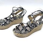 Michael Kors  Brown Gray Snake Print Sofia Espadrille Wedge Platform High Heels Photo 0