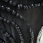 Vintage 80’s Night Vogue 100% Silk Beaded Cocktail Dress Black Silver Photo 10