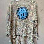 Attic Salt Women’s Not Today Multicolor Blue Emoji Pullover Sweater Size Medium Photo 0