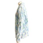 Appleseeds Size Large Blue Green Floral Button Shirt Coastal Garden Style Casual Photo 3