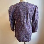Vintage 80s Geiger Cotton Floral Jacket Blazer Purple Floral Metal Button Medium Photo 5