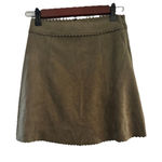Soprano  Faux Suede Scalloped Hem Brown Boho Western Mini Skirt Sz S Photo 0