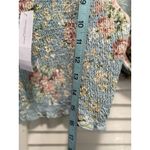 American Eagle  Green/Cream Floral Smocked Short Puff Sl‎ Top Size S NWT Linen Photo 2