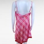 Jaclyn Smith Pink Red Plaid Lace Trim Satin Chemise Size Medium Photo 4
