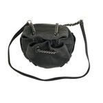 SHE + LO Lambskin Leather Chain Drawstring Bucket Bag Black Boho Rare Whimsy EUC Photo 2