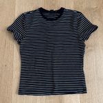 Good American  Baby Tee Stripes Size XS Black White Photo 0