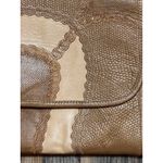 Vintage Carlos Falchi Patchwork SnakeSkin Clutch Gold Tan Crossbody Purse USA Photo 2