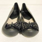 Melissa  Size 6‎ Black Studded Bow Rubber Peep Toe Ballet Flats Photo 1