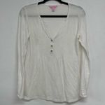 Lilly Pulitzer  White Long Sleeve Henley Shirt Womens M Pima Cotton Oversized Top Photo 3