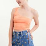 Me to We Orange Side Cinched One Shoulder Tank Top Photo 0