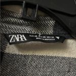 ZARA  Womens Dark Gray Cream Buffalo Plaid Button Top Size XS Photo 4