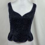 Oleg Cassini Black Tie Navy Beaded Whimsical Formal Evening Top Vintage Size 8 Photo 1