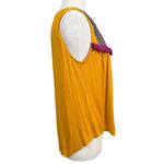 Hannah Size Large Mustard Yellow Sleeveless Tassel Boho Top Photo 3
