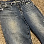 Judy Blue  Distressed High Rise Button Fly Wide Leg Crop Jeans in Dark Blue 14W Photo 2