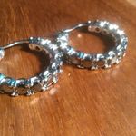 Simulated Black Diamond Stainless Steel Hoop Earrings Photo 5