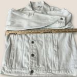 White Distressed Denim Jacket for Women Size Small Cropped Ripped Casual Fall Photo 3