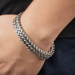 Link Chain Bracelet for Men Women Streetwear Unisex Hip Hop Style Silver Photo 4