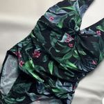 Kona Sol  Black Floral Tummy Control Full Cover Tie Bow 1 Pc Swimsuit Size
M 8-10 Photo 2