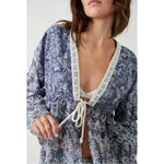 Free People Ethereal Romantic Cottage Eyelet Lace Anissa Bed Jacket Blue Large Photo 4